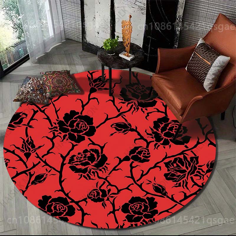 Multiplication Table Mat - Alfombra redonda con estampado de rosas
